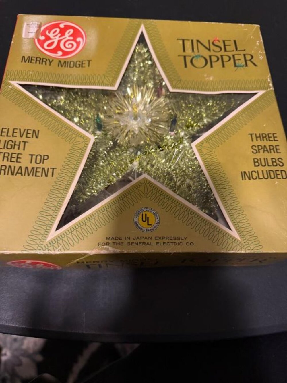 Vtg GE Merry Midget Tinsel Tree Topper Star in Original Box - Lot#40-32C